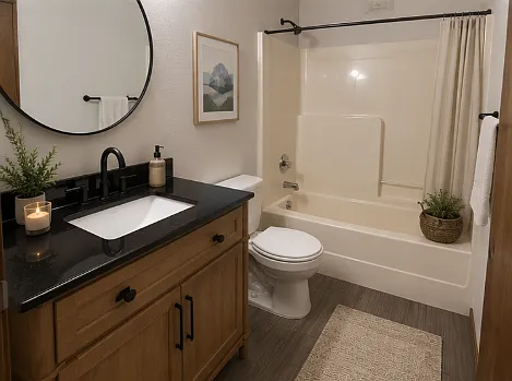 hall bath, virtually staged