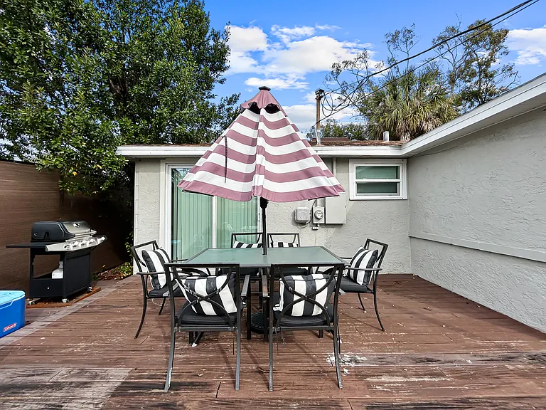 Backyard deck
Spacious deck and patio area, perfect for outdoor dining, morning coffee, or relaxing in the Florida sunshine. A standout feature of the home.