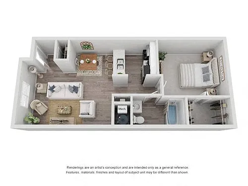 Floor plan 1 Bed | 1 Bath