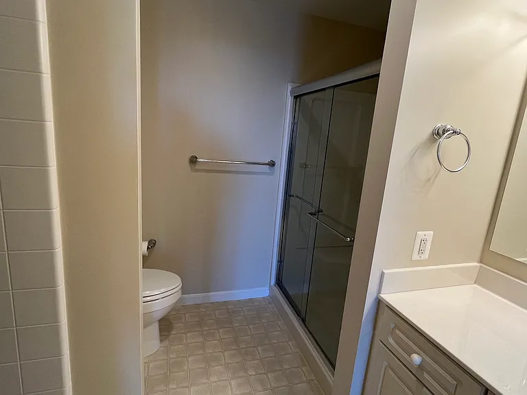 Bathroom #1 sink, shower, and toilet