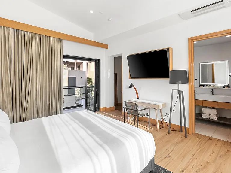 Beds fully outfitted in luxurious, hotel grade linens.