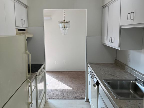 kitchen open to dining area
