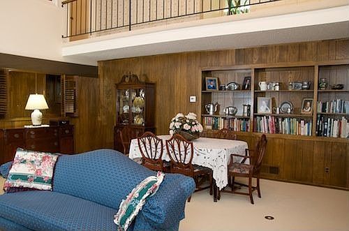 Dining Area with built-in shelving