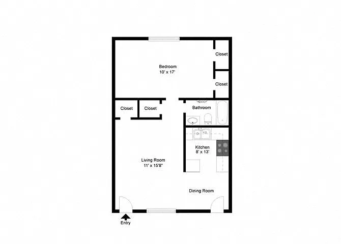 Floor plan 1 Bedroom 1 Bathroom
