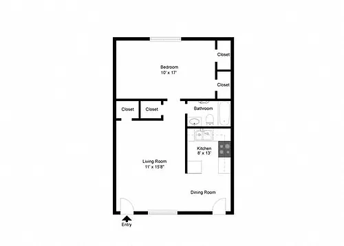 Floor plan 1 Bedroom 1 Bathroom