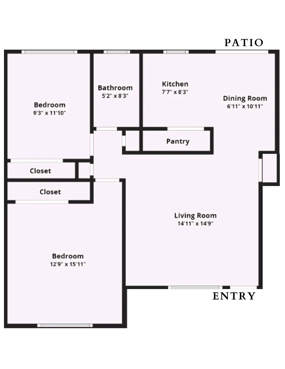 Floor plan Two Bedroom Flat - Ground Floor