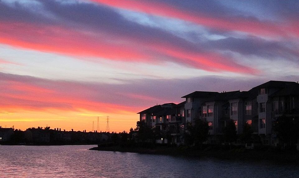 Wide-water view at sunset. 
