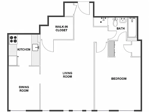 Floor plan 1 Bed / 1 Bath: Type A
