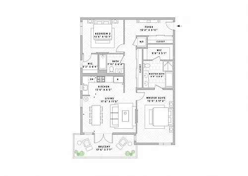 Floor plan B1 2 Bed