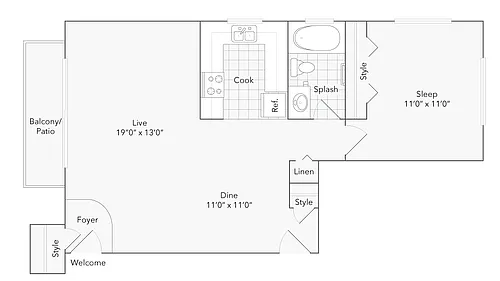 Floor plan 1X1