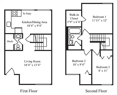 Floor plan Three-Bedroom