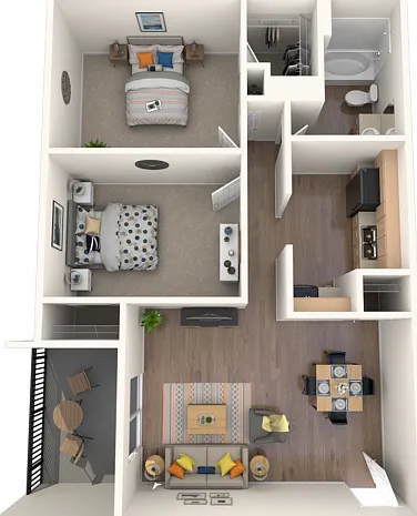 Cypress Floorplan- 673 square foot two bedroom one bath Cypress Floorplan- 673 square foot two bedroom one bath