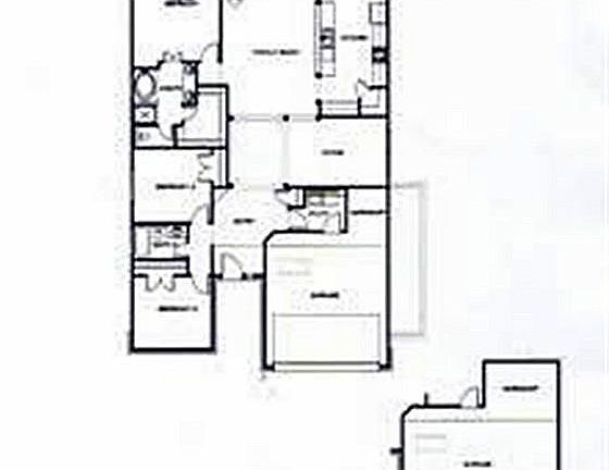 Floor plan to your beautiful new 1 story, 3 bedrooms, 2 bath, formal dining, workshop in garage, 2 car garage.