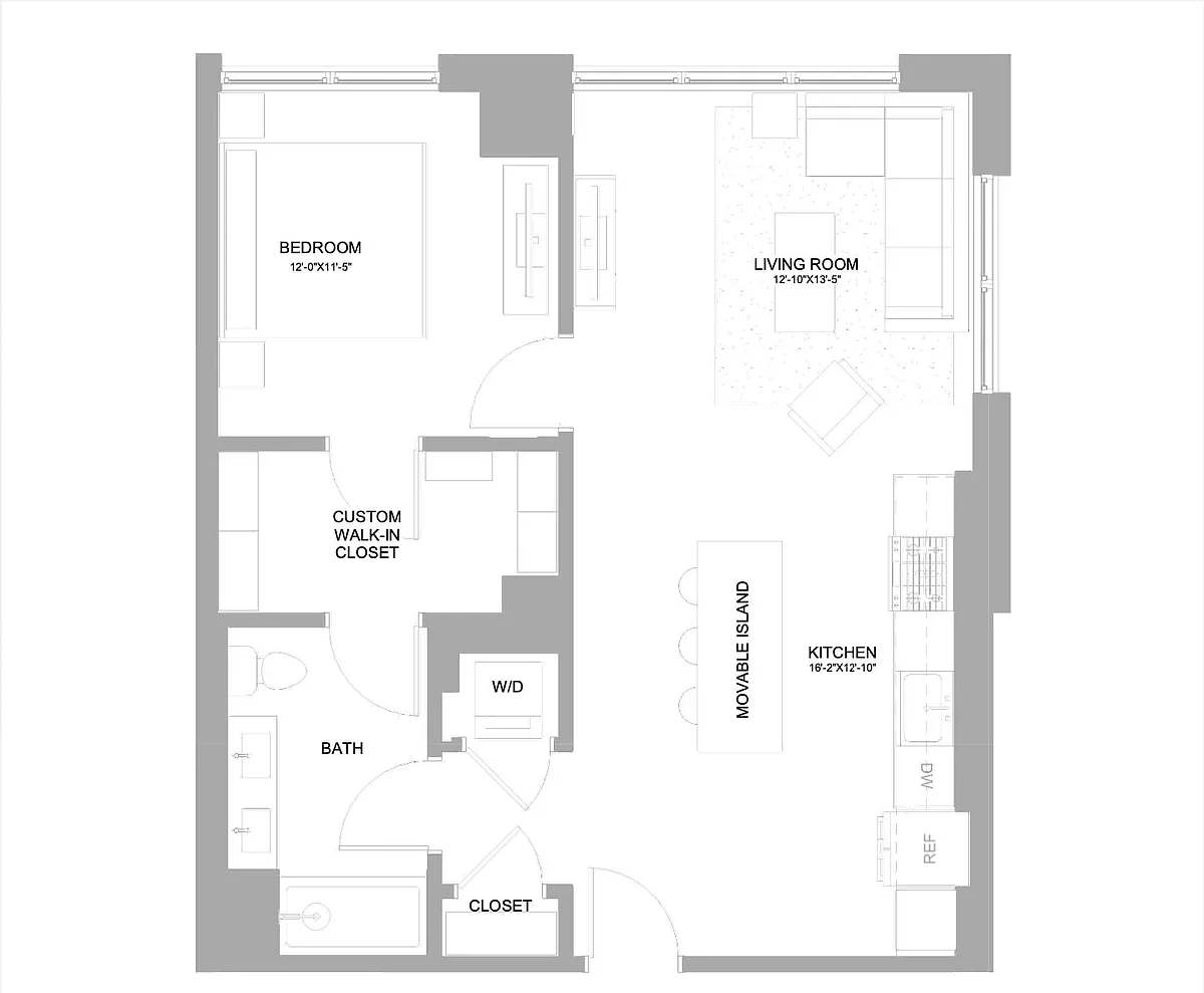 Floor plan 1 Bed/1 Bath-1.1N
