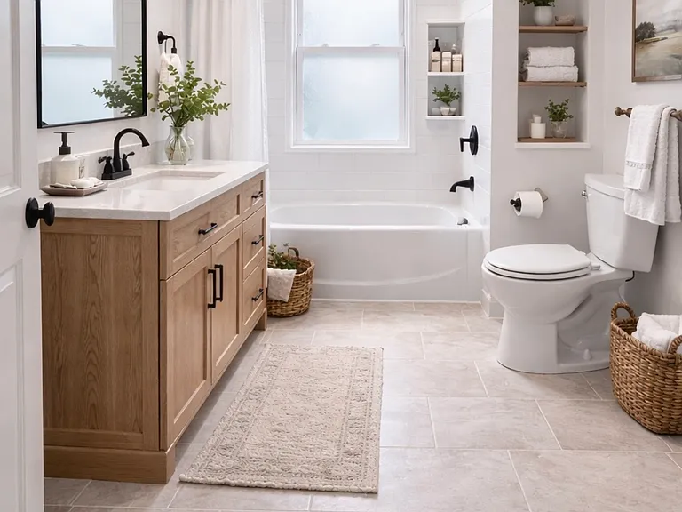 This photo is AI generated to give idea of the bathroom once completed.