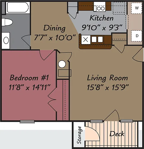 Floor plan 1 Bedroom 1 Bath
