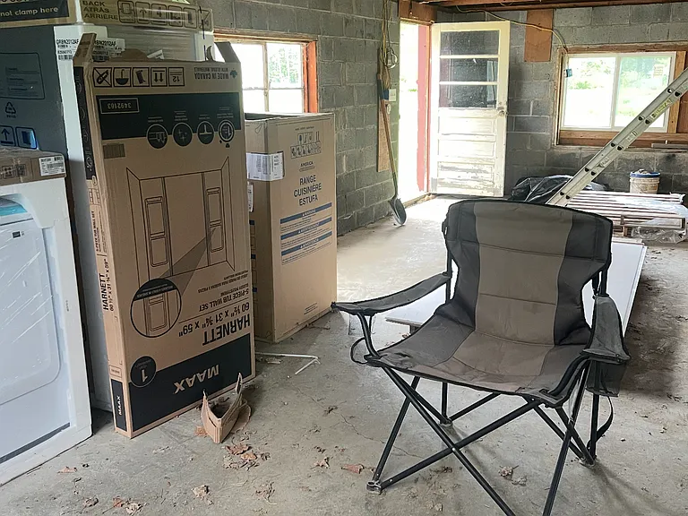 Garage inside, door access