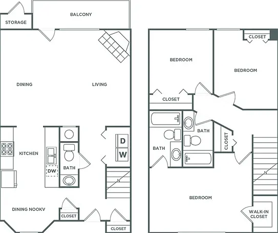 Three Bedroom Two and 1/2 Bath Townhome (1,390 SF) Three Bedroom Two and 1/2 Bath Townhome (1,390 SF)