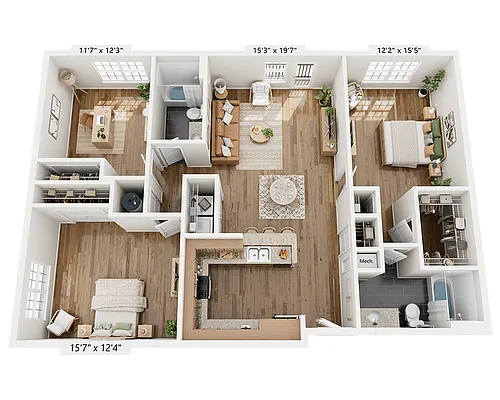 Floor plan Three Bedroom C2A