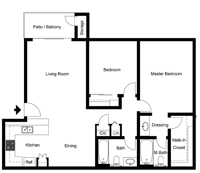 Floor plan 2 Bed 2 Bath