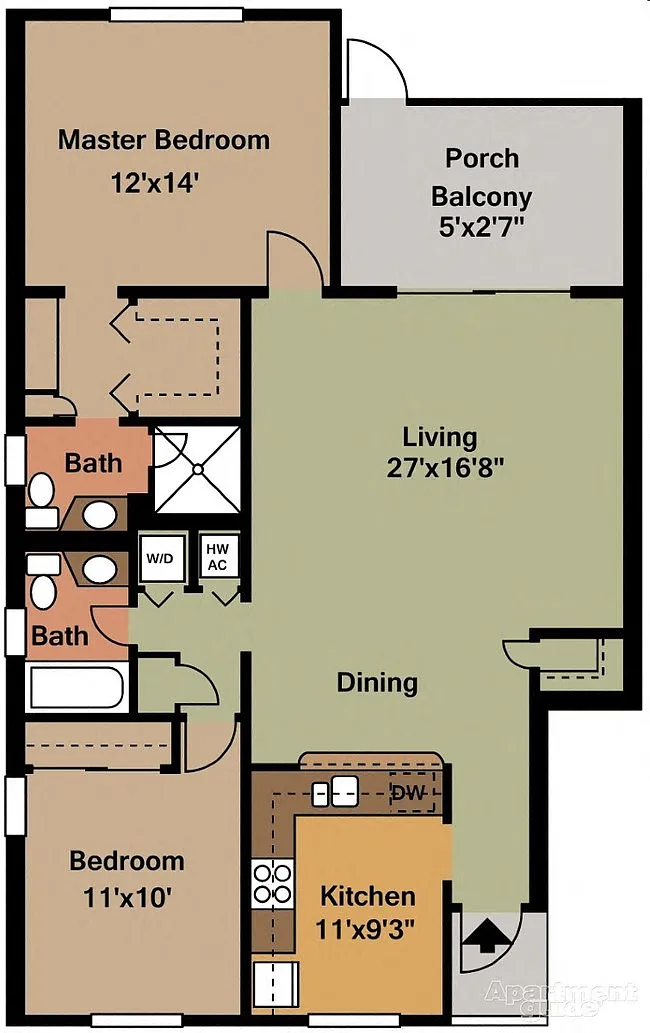 Floor plan 2 Beds 2 Baths