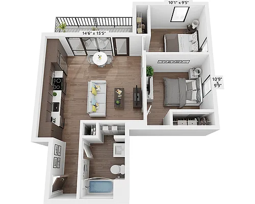 Floor plan Two Bedroom B1D