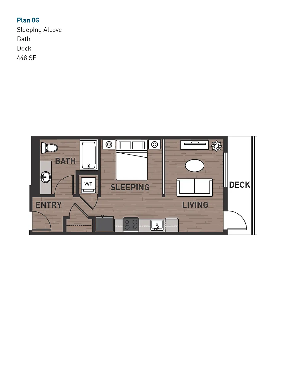 Floor plan Open One Bedroom 0G