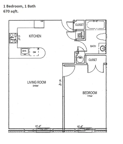 Floor plan 1 Bedroom Deluxe