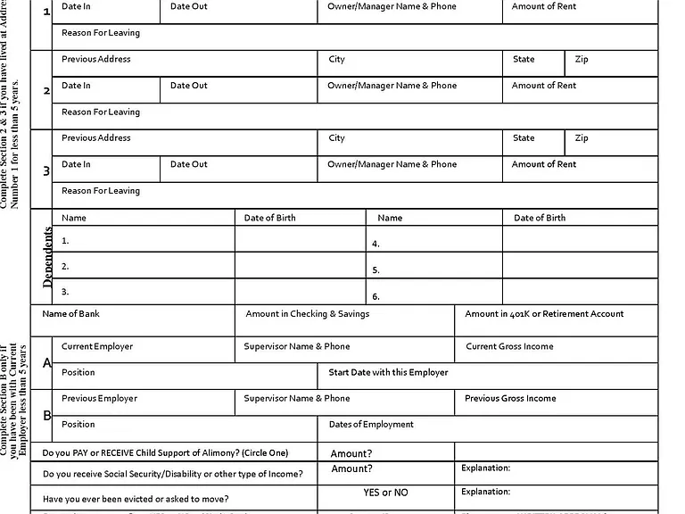 Rental Application - Please Print