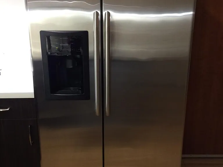 Full-size stainless steel GE refrigerator