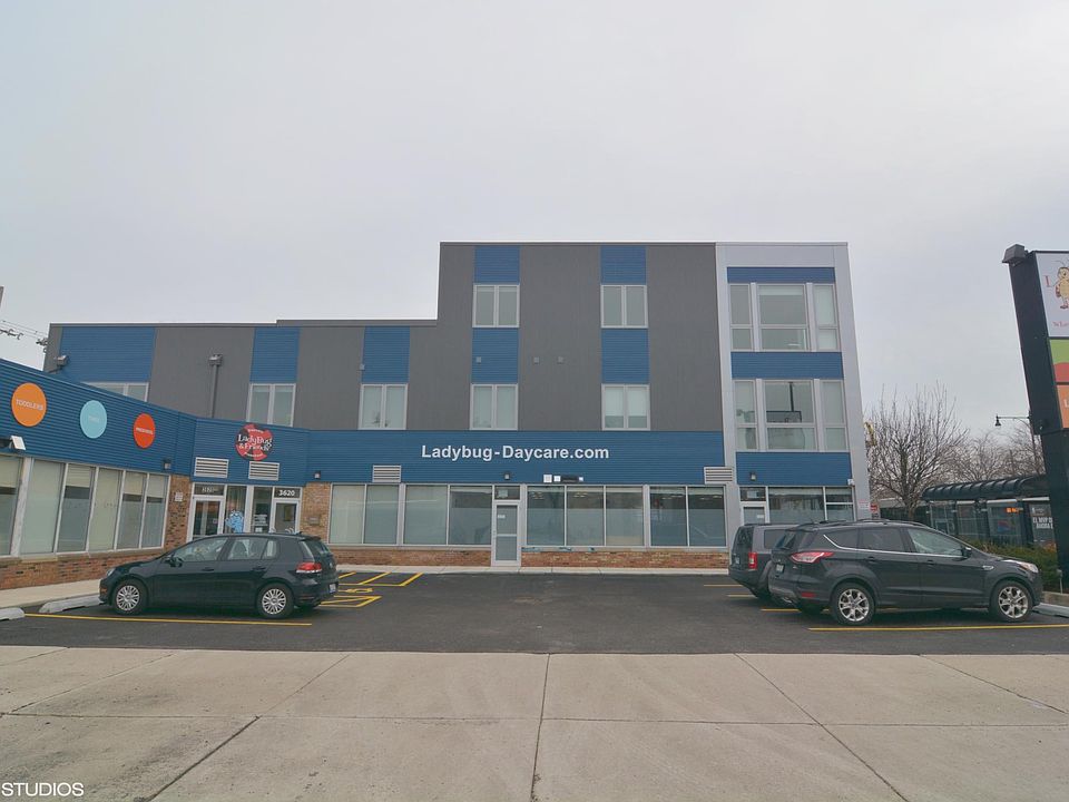 Exterior of building units set back from the street