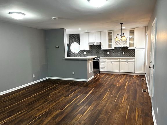 View from living room to kitchen