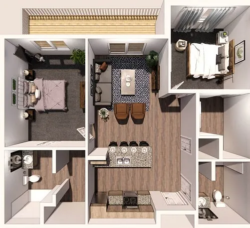 2 Bedroom B 3D Floor Plan 2 Bedroom B 3D Floor Plan