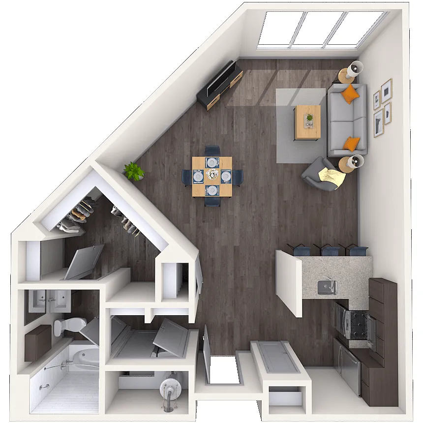 Floor plan Studio 0x1 491-774 SF