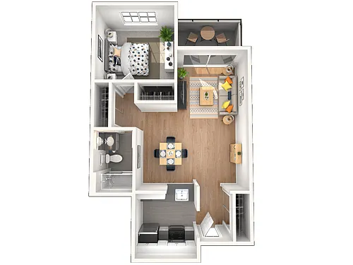 Floor plan 1 Bed 1 Bath B