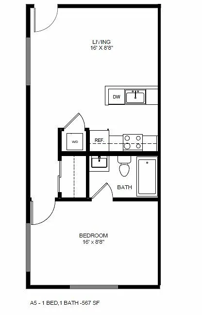 Floor plan 1 Bedroom 1 Bathroom
