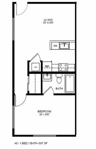 Floor plan 1 Bedroom 1 Bathroom
