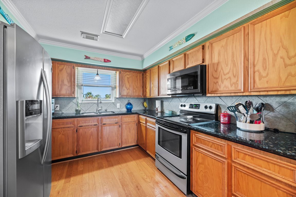 Kitchen with stainless steel appliances