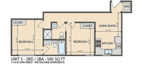 Floor plan 2 Bed 2 Bath
