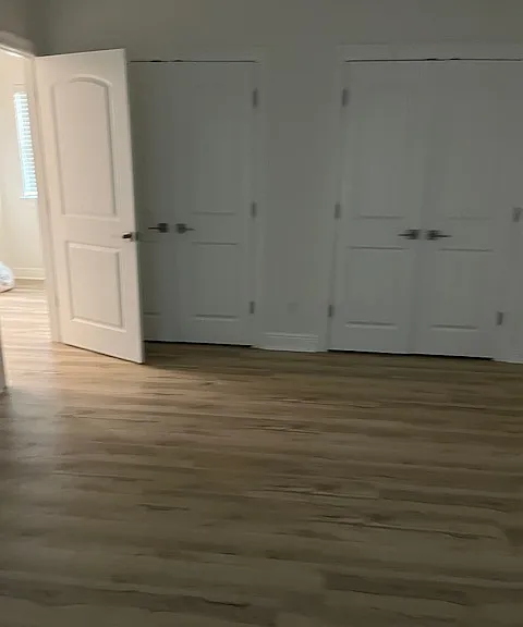 Double closets in the master bedroom.