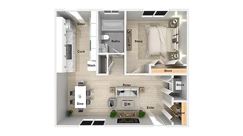 Floor plan 1 Bedroom 1 Bathroom Renovated