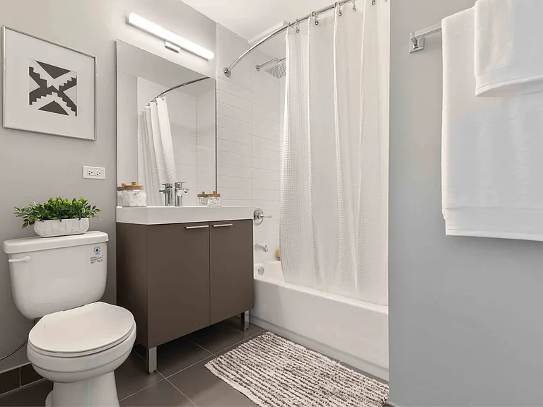 Stylish bathroom with vanity storage
