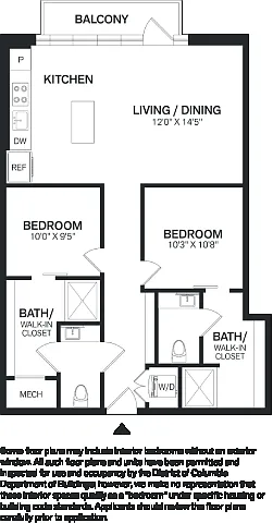 Floor plan 2 Bed/2 Bath PH-B2P