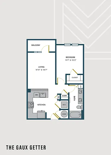 Floor plan The Gaux Getter | 1 Bed | 1 Bath