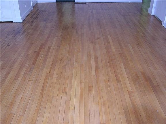 Solid maple hardwood floors throughout the living room and d