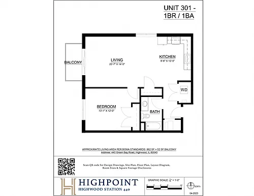 Floor plan 1Bed 1Bath