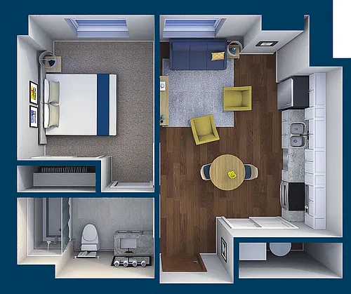 Floor plan Suite Style 19 - 1 Bedroom 1 Bath