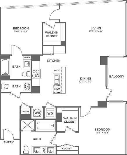 Two Bedroom Two and a Half Bath (1,252 SF) Two Bedroom Two and a Half Bath (1,252 SF)