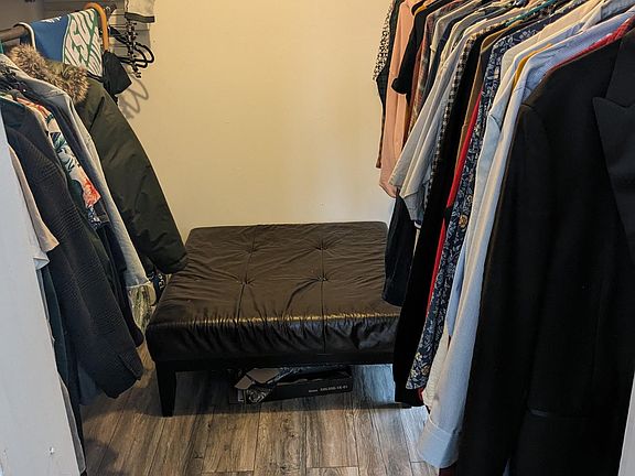 Walk in closet in master bedroom