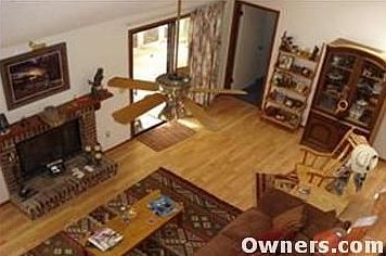 Looking down on Living room from loft